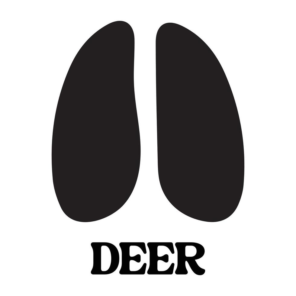 Deer footprint illustration, Animal foot print silhouette design vector