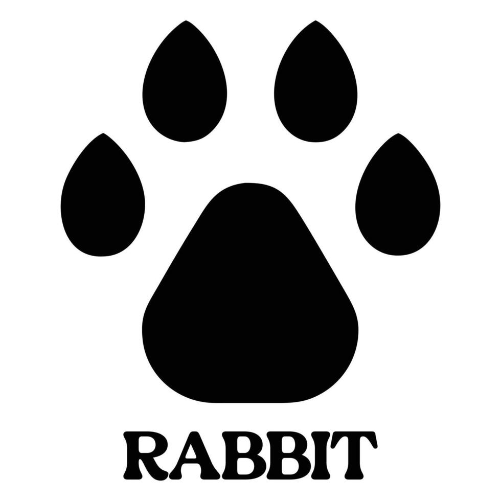 Rabbit footprint illustration, Animal foot print silhouette design vector