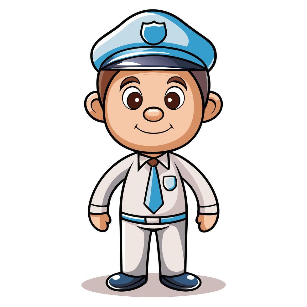 Cartoon illustration of a happy male police officer. vector