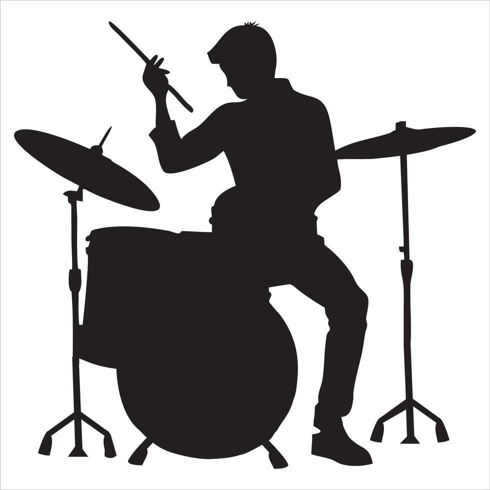 Rock Drummer with Drums Art Design vector