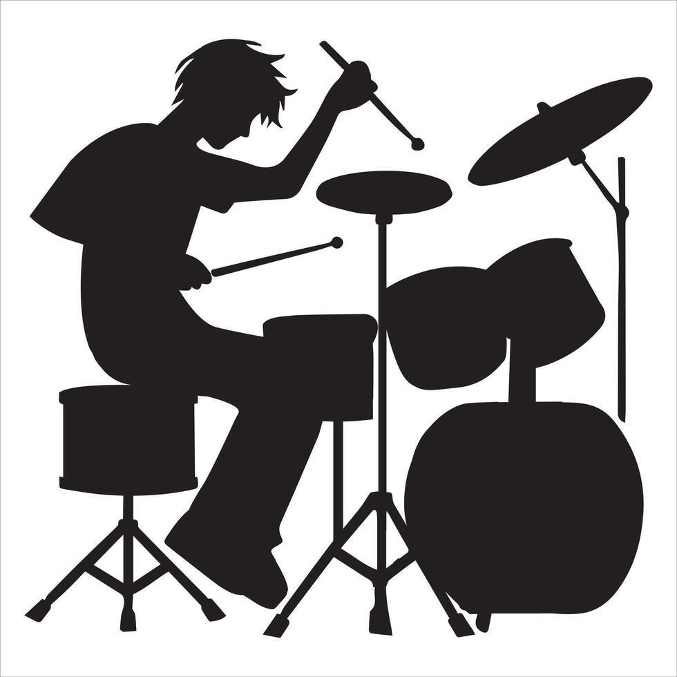 Rock Drummer with Instrument Design in Art vector