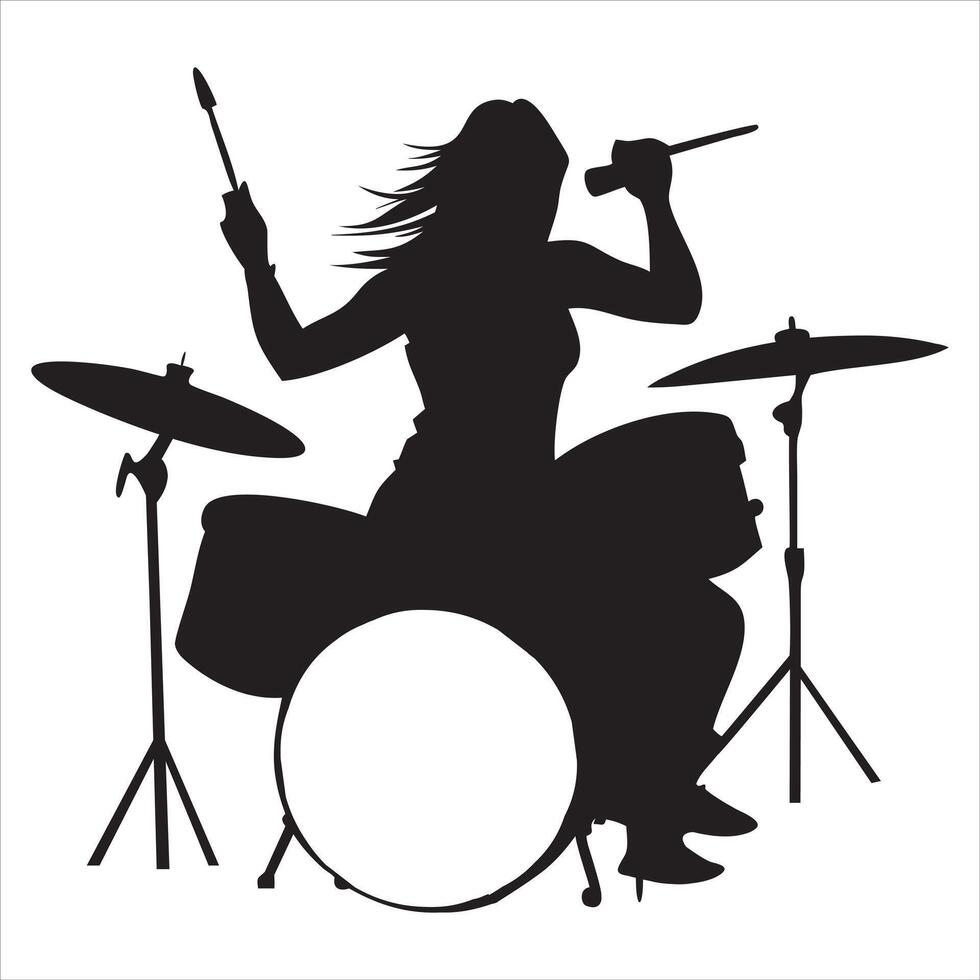 Drummer with Drum Kit Rock Musician Illustration vector