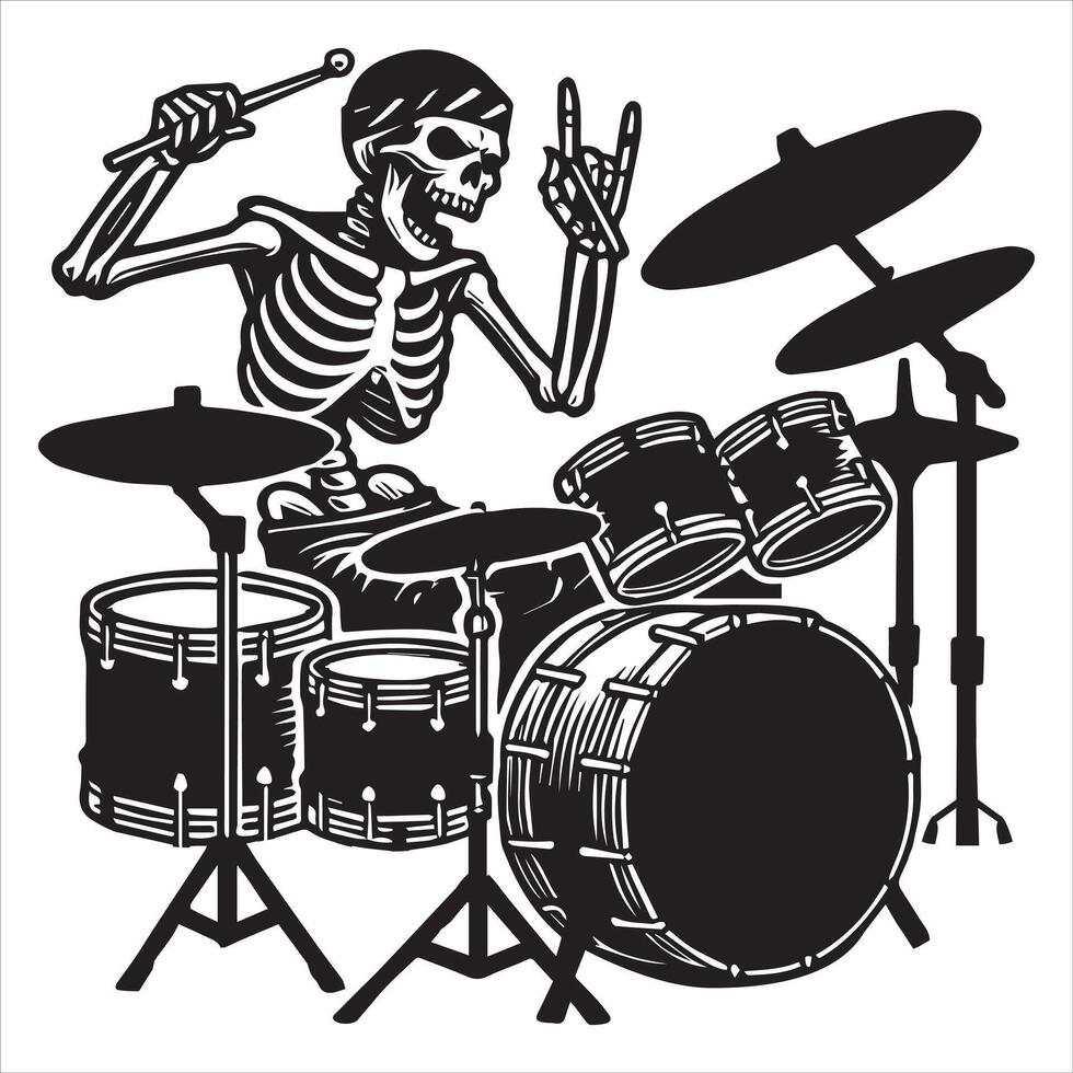 Rock Musician Drummer with Drums in Style vector