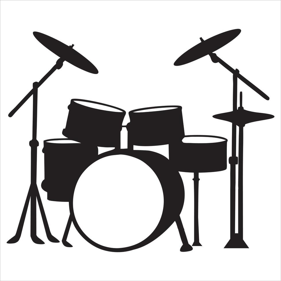 Silhouette Drummer with Drums Rock Musician Artwork vector