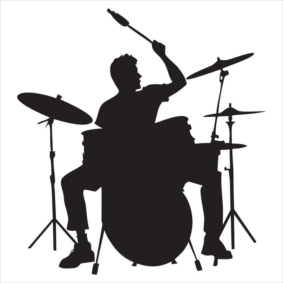 Drummer with Drum Set Rock Musician Art vector