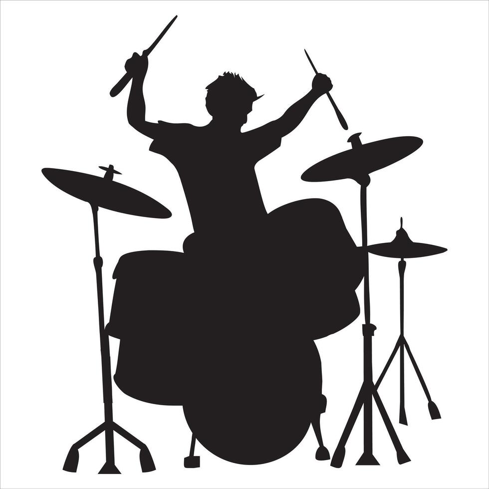 Artistic Drummer with Drum Set Rock Musician Design vector