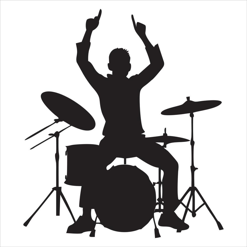Drummer with Drums in Live Stage Musician Illustration vector