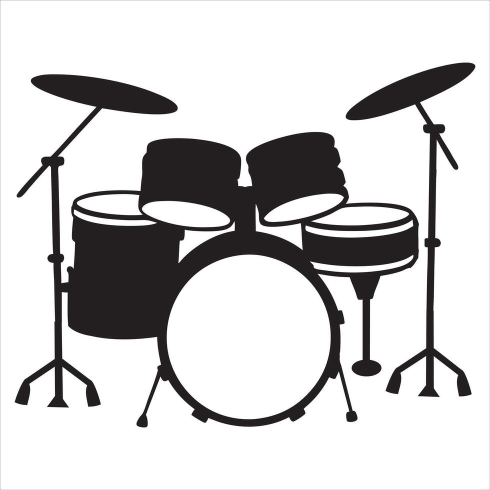 Musician Artist with Drum Kit in Live Stage Illustration vector