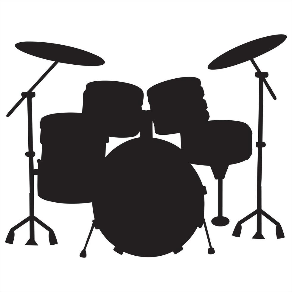 Drummer with Drum Set in Musician Artist Performance Design vector