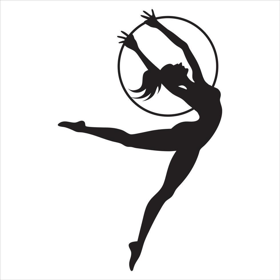 Female Athlete Silhouette in Gymnastics Pose vector