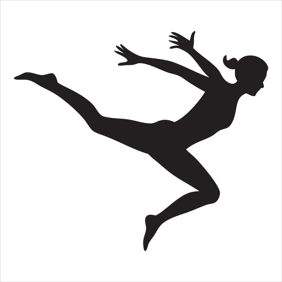 Acrobat Girl Silhouette in Gymnastics Motion vector