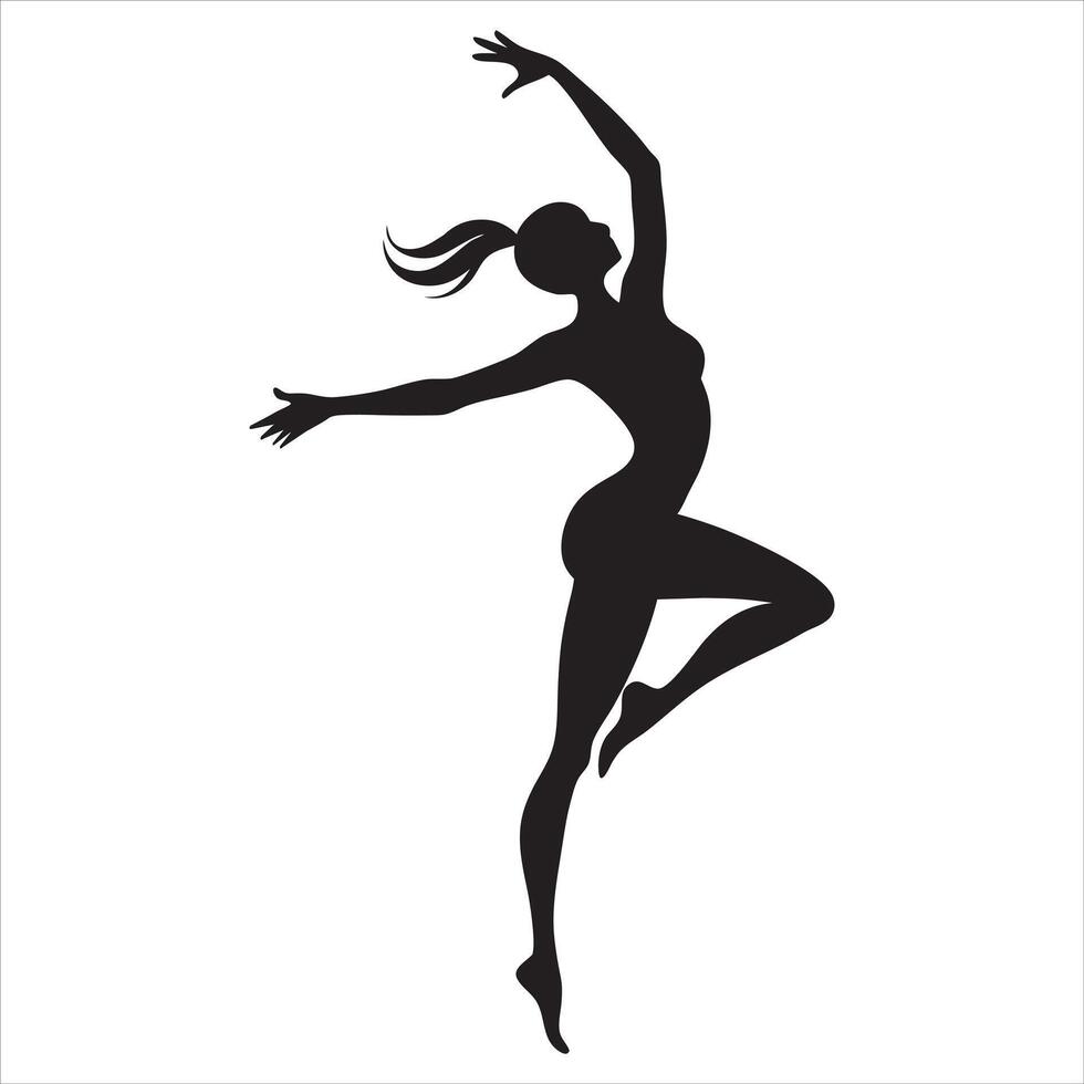 Gymnastics Flexibility Pose Girl Silhouette vector