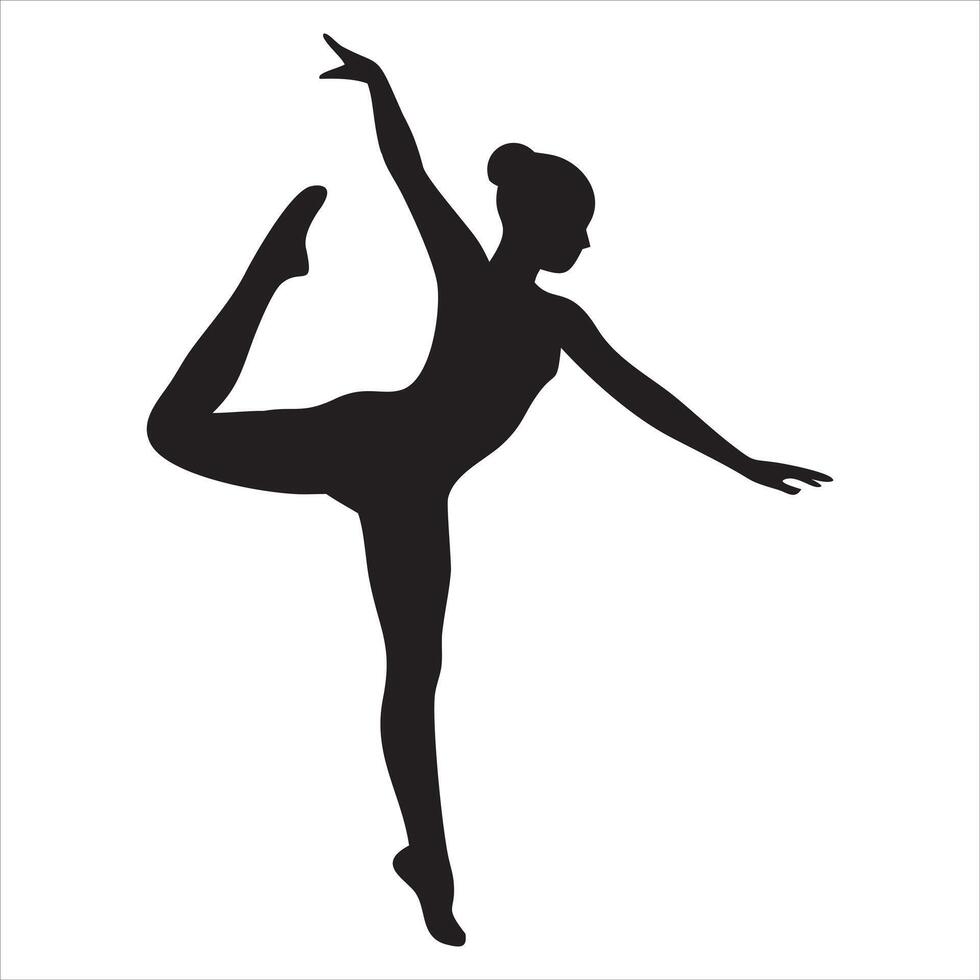 Dynamic Gymnast Girl Silhouette in Action vector