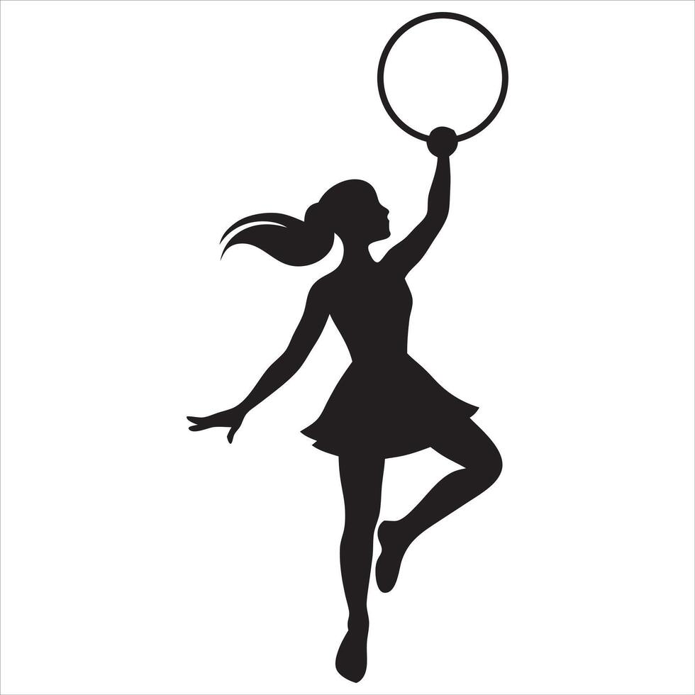 Gymnastics Girl Silhouette Displaying Flexibility vector