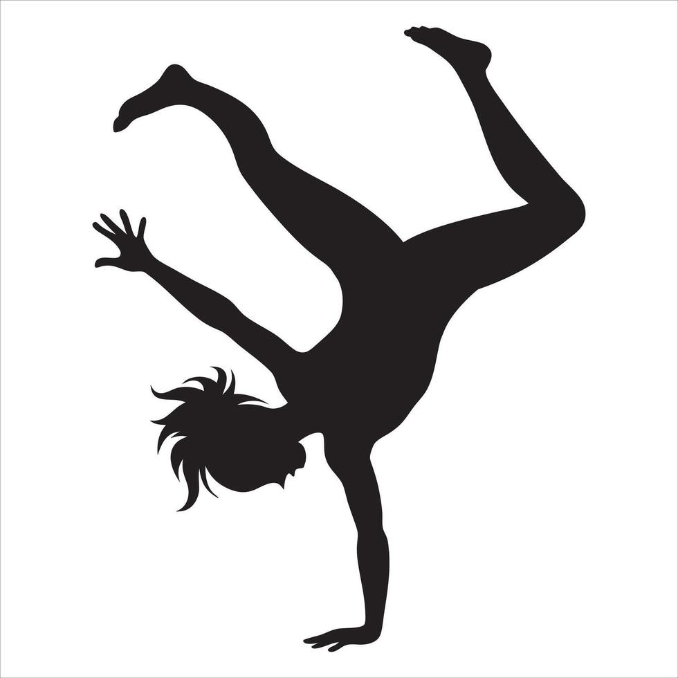 Gymnast Girl Silhouette Stretching with Elegance vector