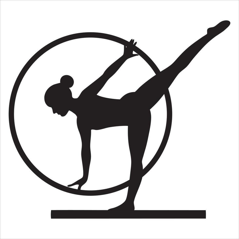 Silhouette of a Gymnast Girl in a Stretch Pose vector