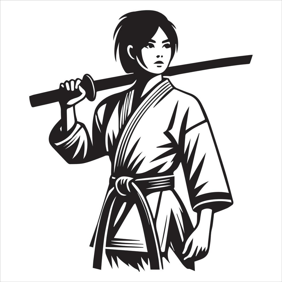 Taekwondo Girl in High-Kick Action Design vector