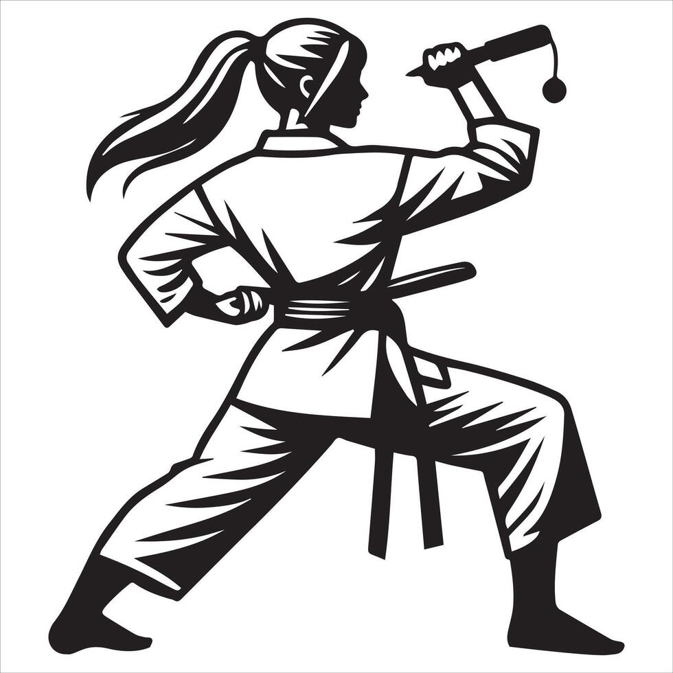 Taekwondo Girl in Strong Fighting Pose vector