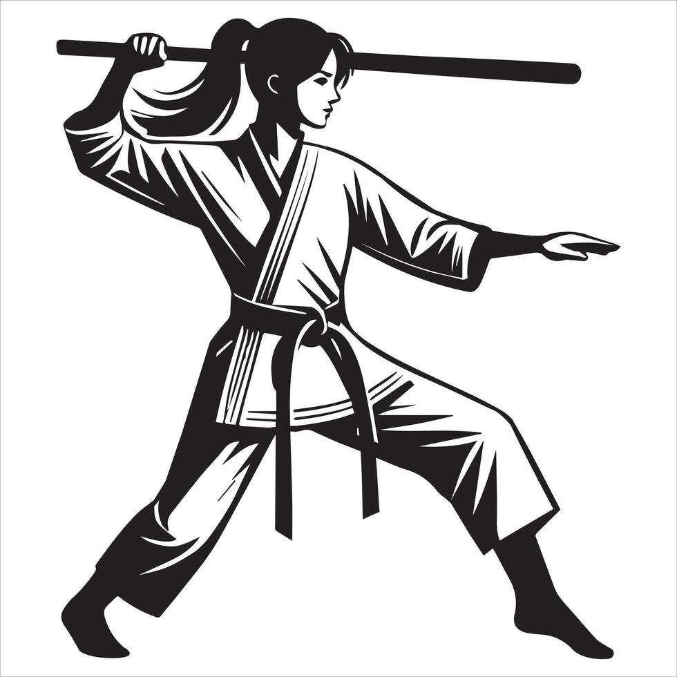 Taekwondo Girl Showing Precision and Strength vector