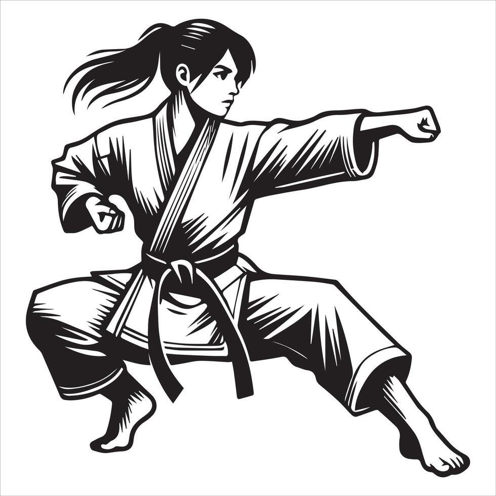 Fierce Karate Girl Illustration Design vector