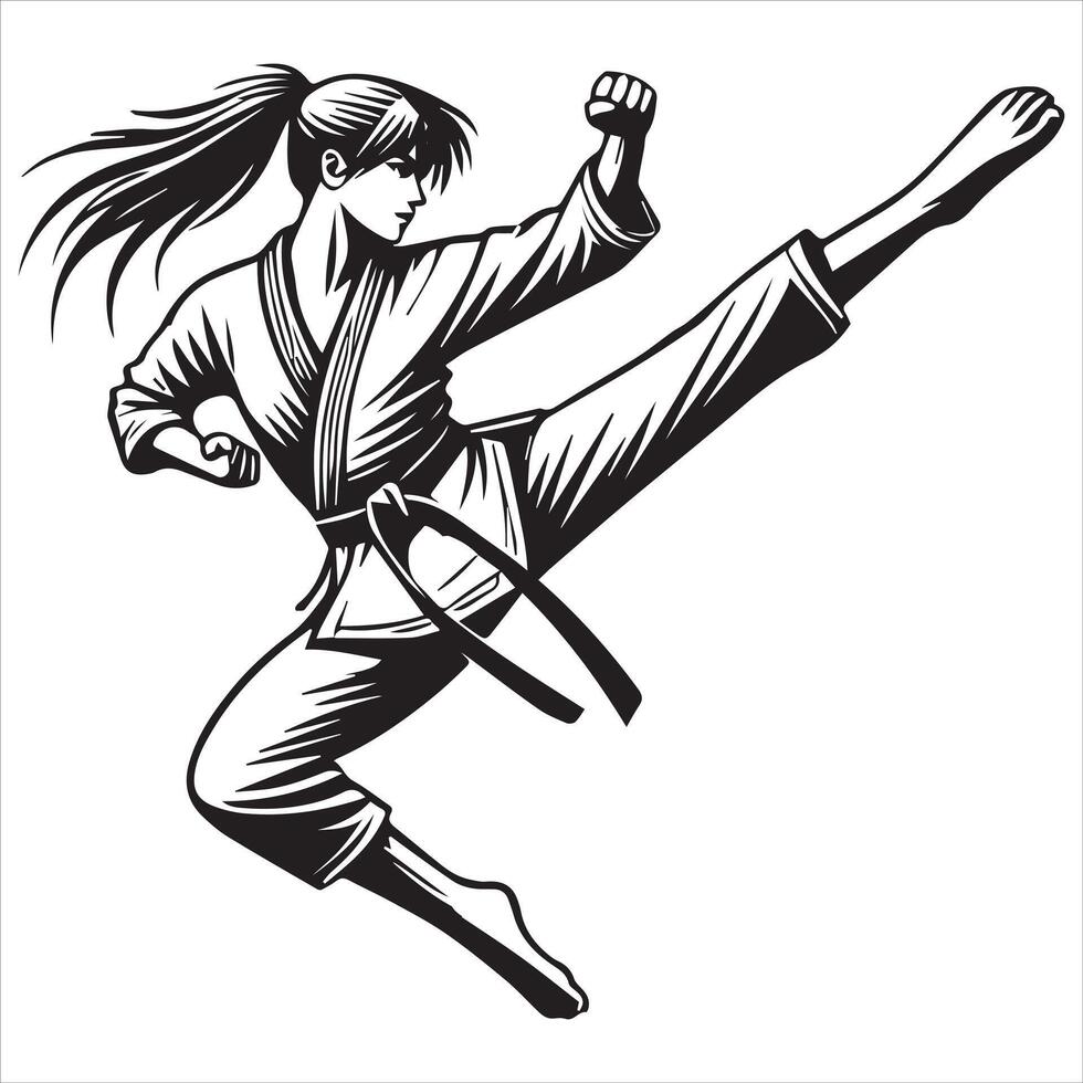 Karate Girl Power Design vector
