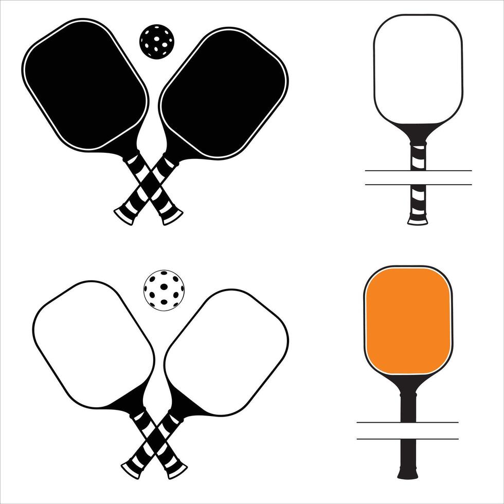 Vibrant Pickleball Racket and Ball Artwork vector