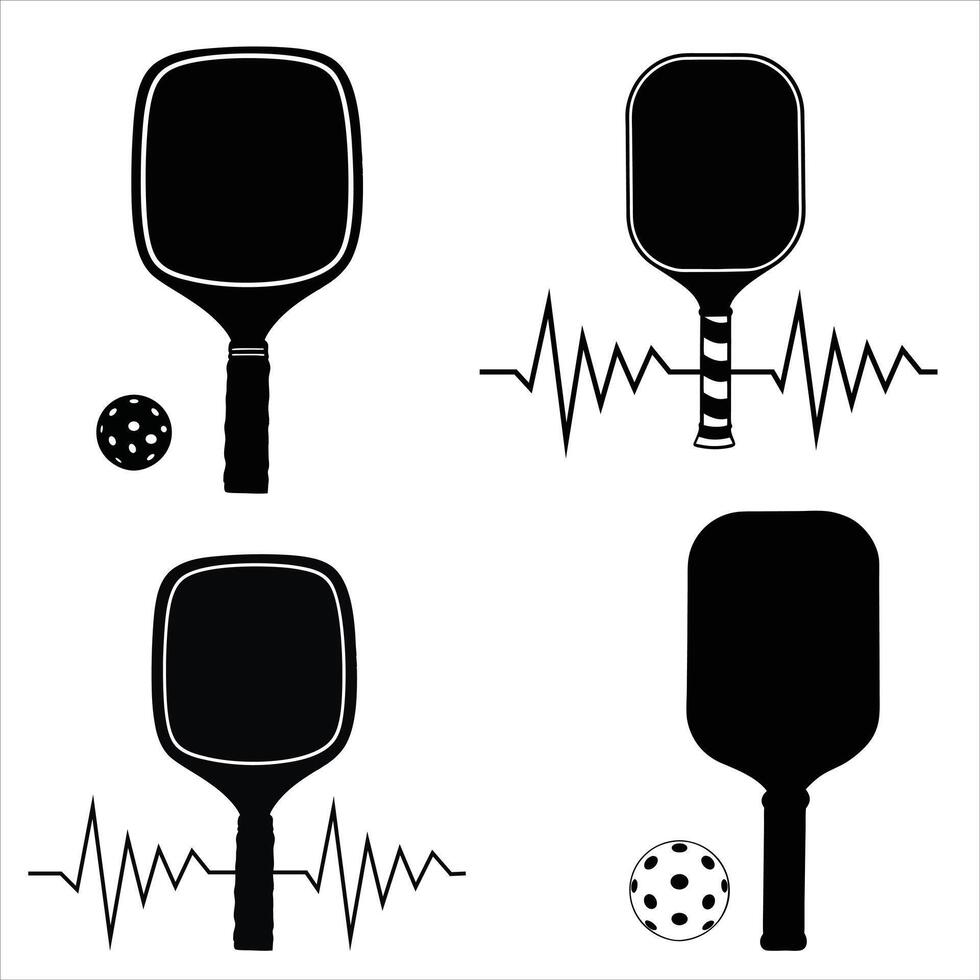 Set of Pickleball Paddles and Ball Graphic Illustration vector