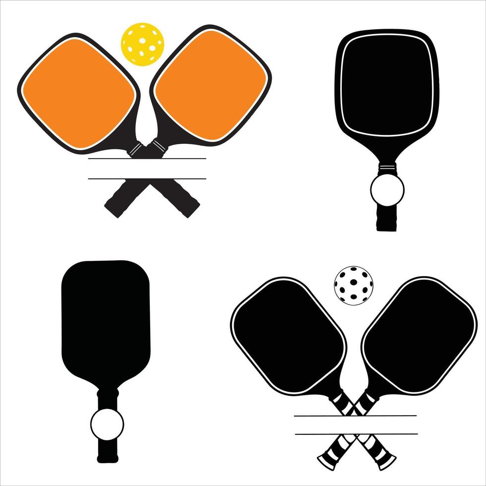 Pickleball Paddles and Ball Design, Pickle Racket illustration Bundle vector