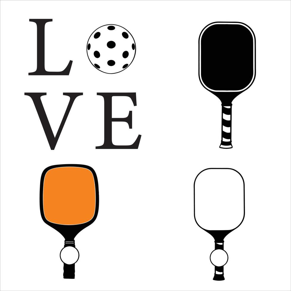 Vibrant Pickle Racket and Ball Artwork Design Bundle vector