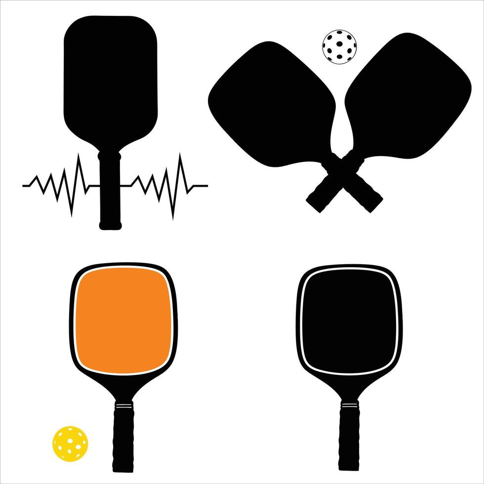 Set of Pickleball Paddles and Ball Design in Illustration vector