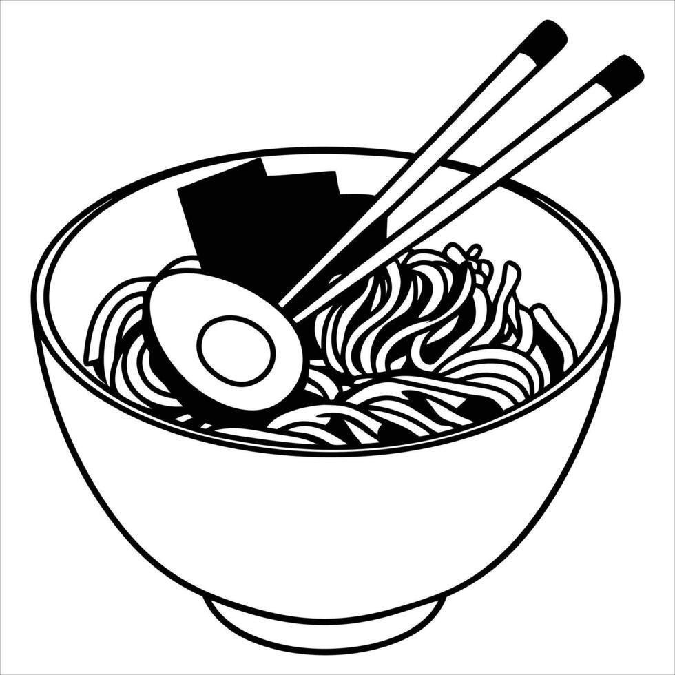 Japanese Ramen Bowl Illustration Art vector