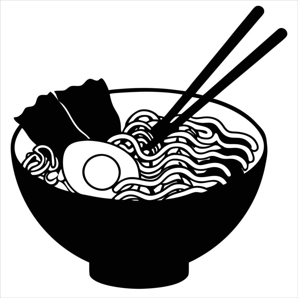 Japanese Ramen Noodles with Toppings vector