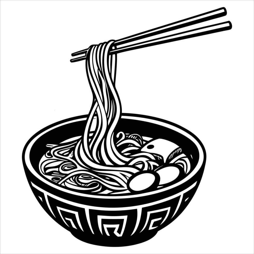 Hot Ramen Dish with Garnishes vector