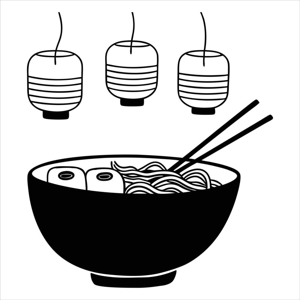 Ramen Noodles and Broth Art vector