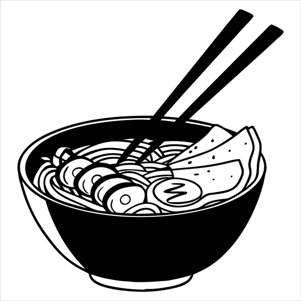 Classic Japanese Ramen Dish Design vector