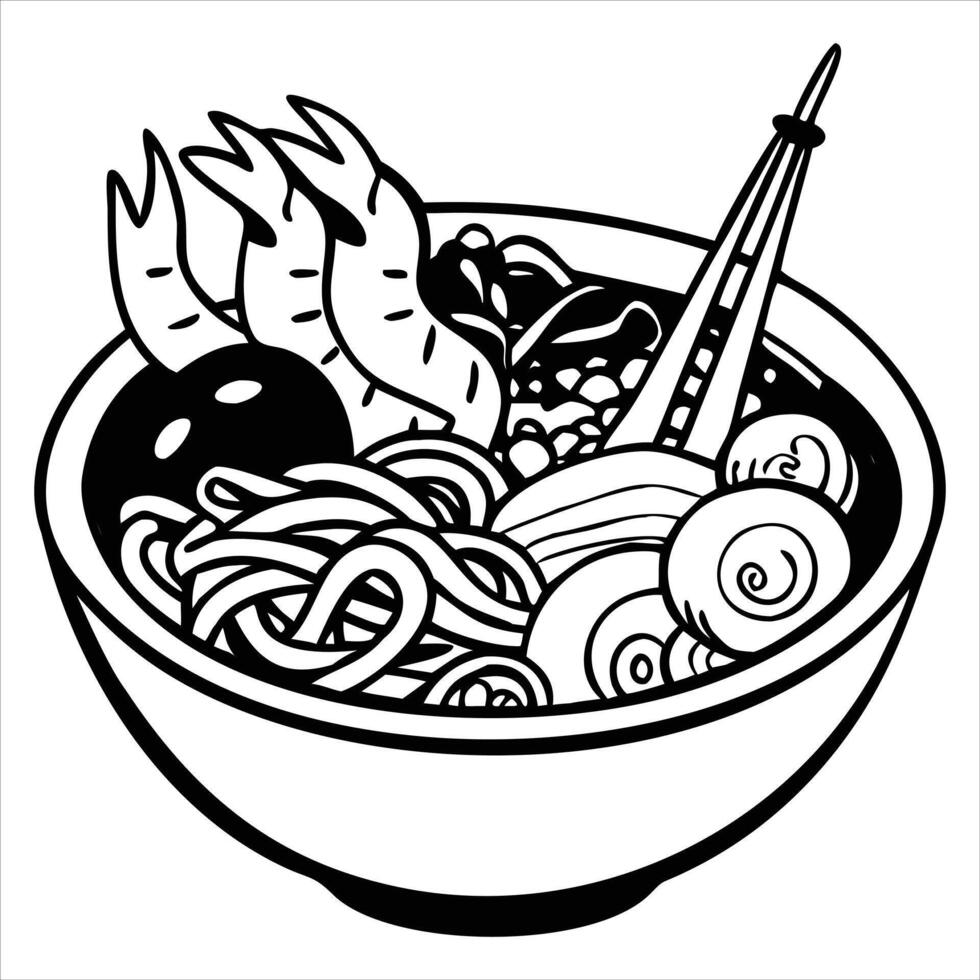 Japanese Ramen with Fresh Ingredients vector