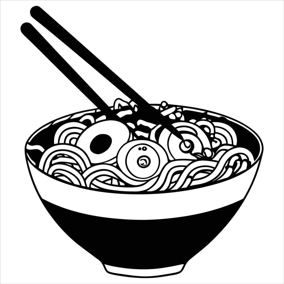 Japanese Noodles with Broth Design vector