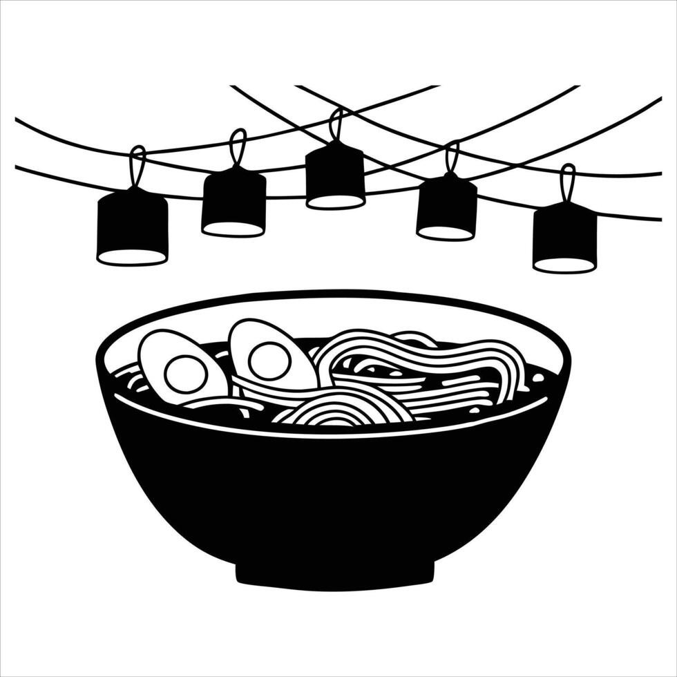 Ramen Dish with Toppings Design vector