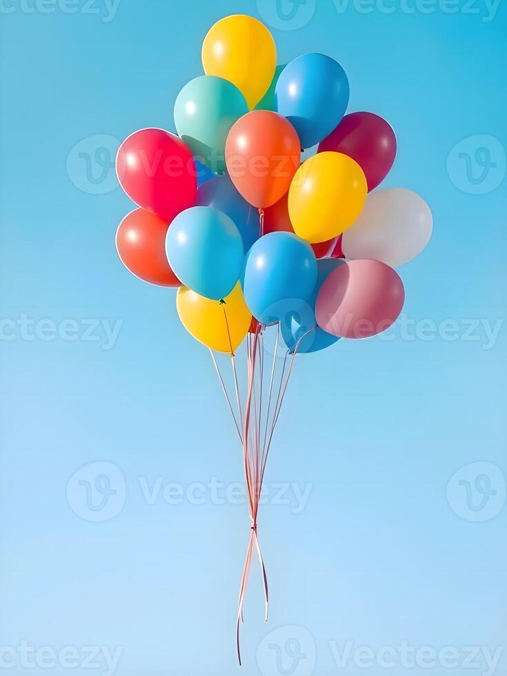 Colorful balloons in the air photo
