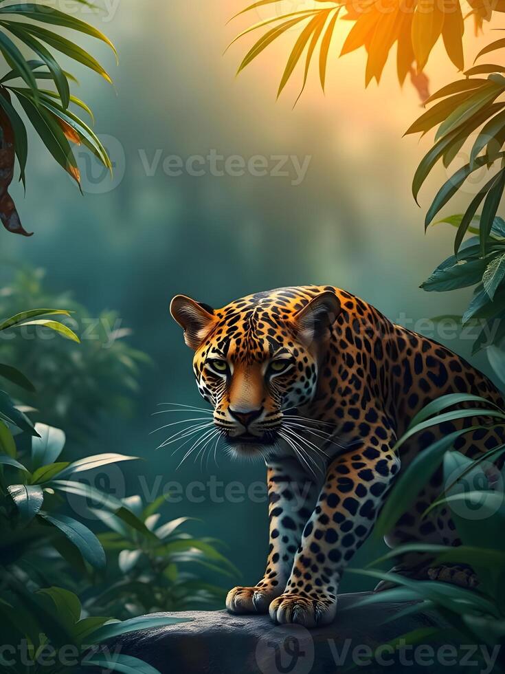 Jaguar in jungle wallpaper photo