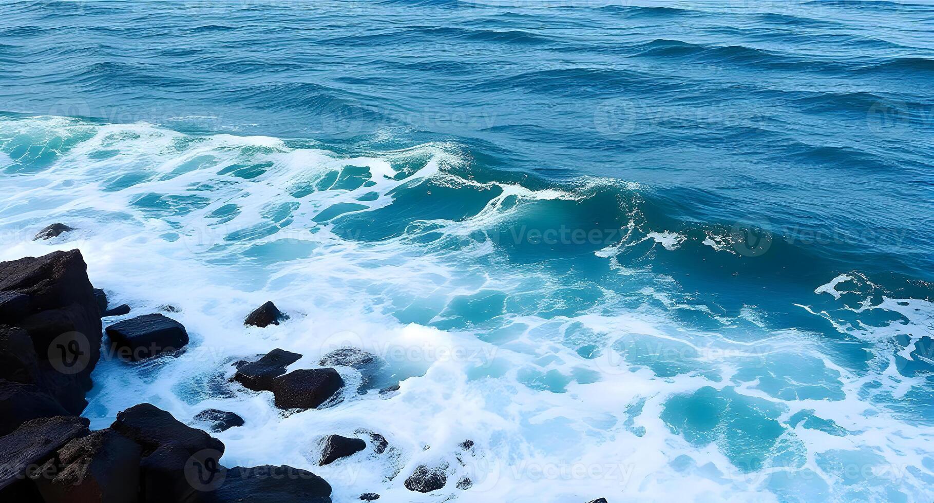 Waves crashing on the rocks photo