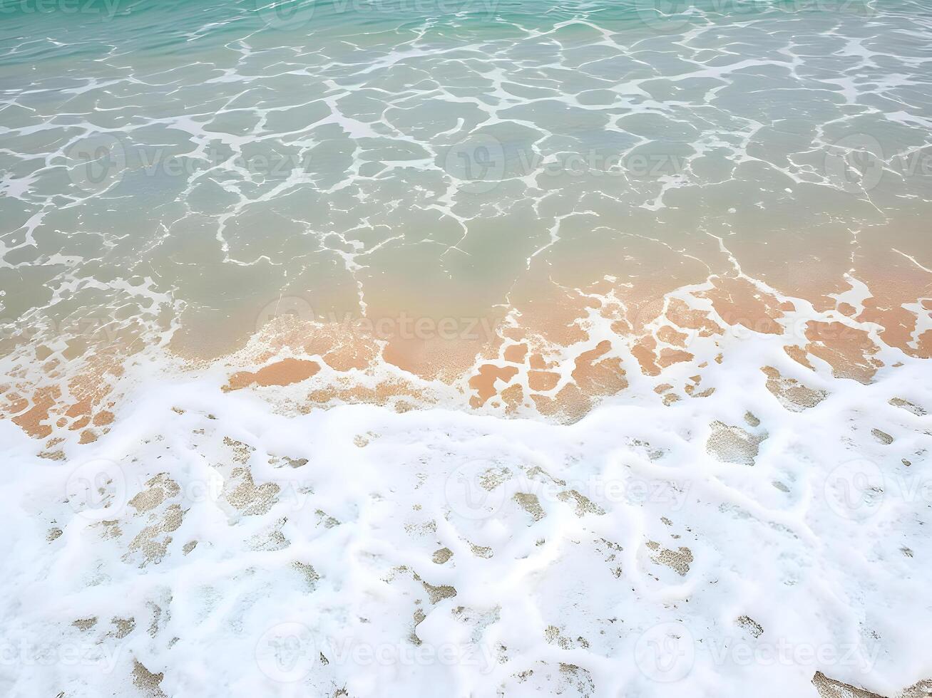 A view of the ocean and waves on a sandy beach photo
