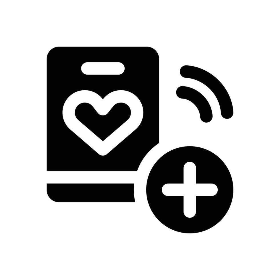 health app glyph icon. Strong and solid icon for websites, mobile interfaces, presentations, and visual branding. High quality and easy to edit. vector