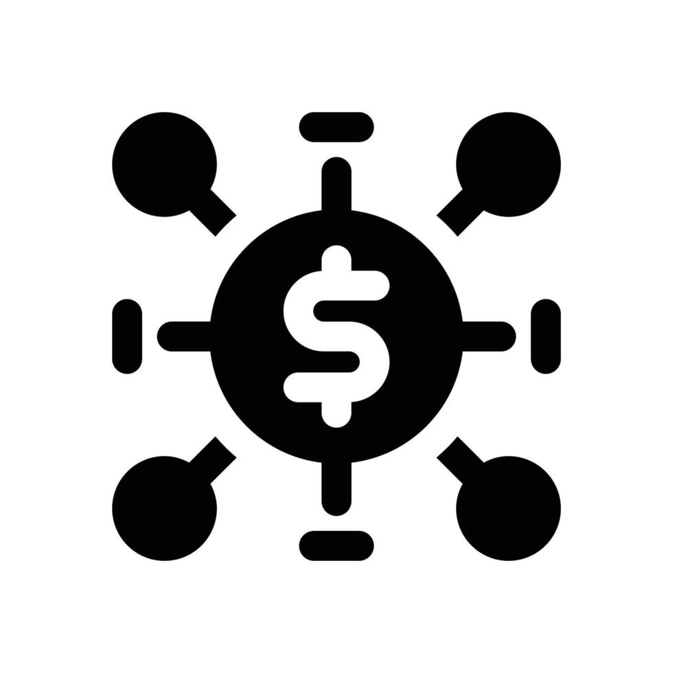financial network glyph icon. Strong and solid icon for websites, mobile interfaces, presentations, and visual branding. High quality and easy to edit. vector
