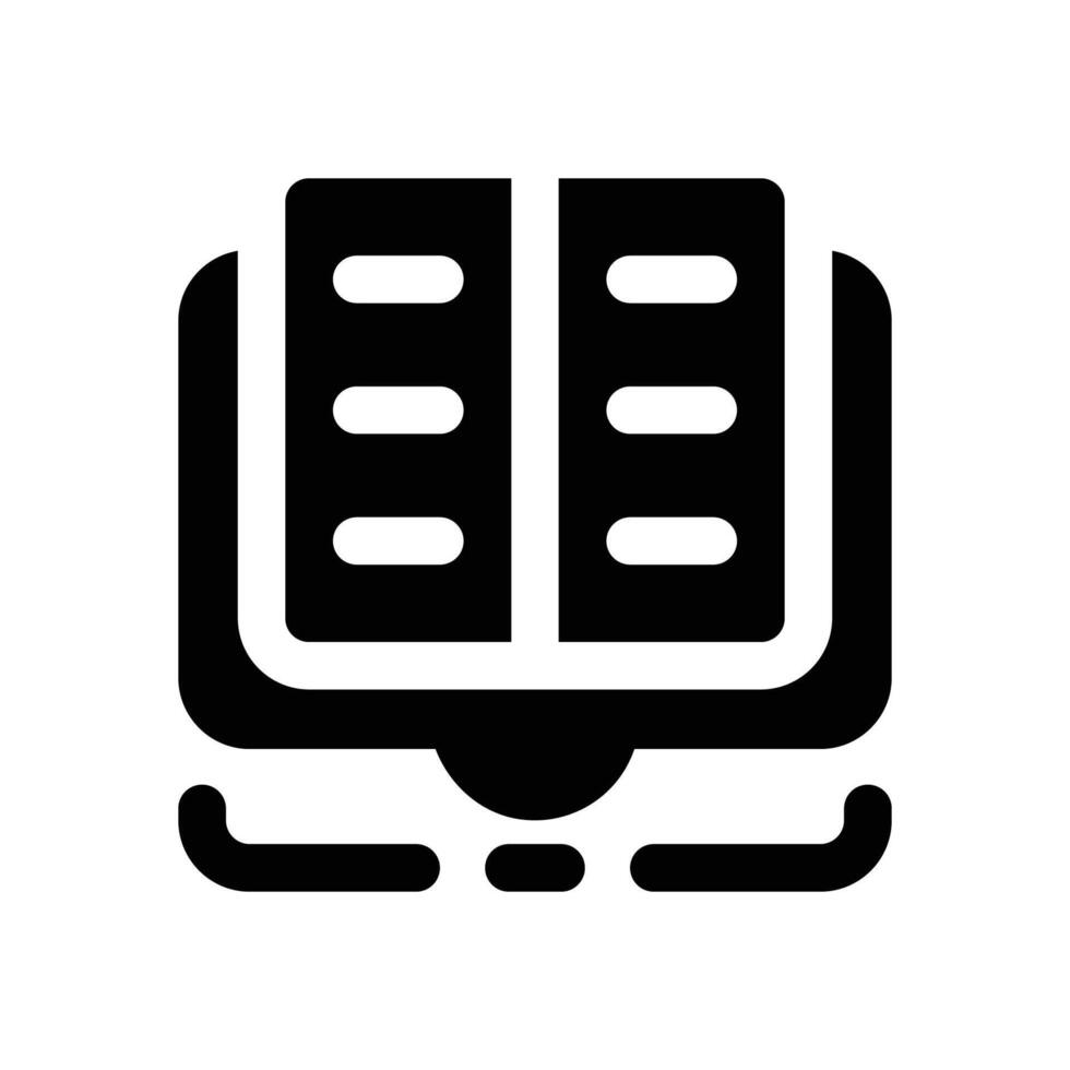 book glyph icon. Strong and solid icon for websites, mobile interfaces, presentations, and visual branding. High quality and easy to edit. vector