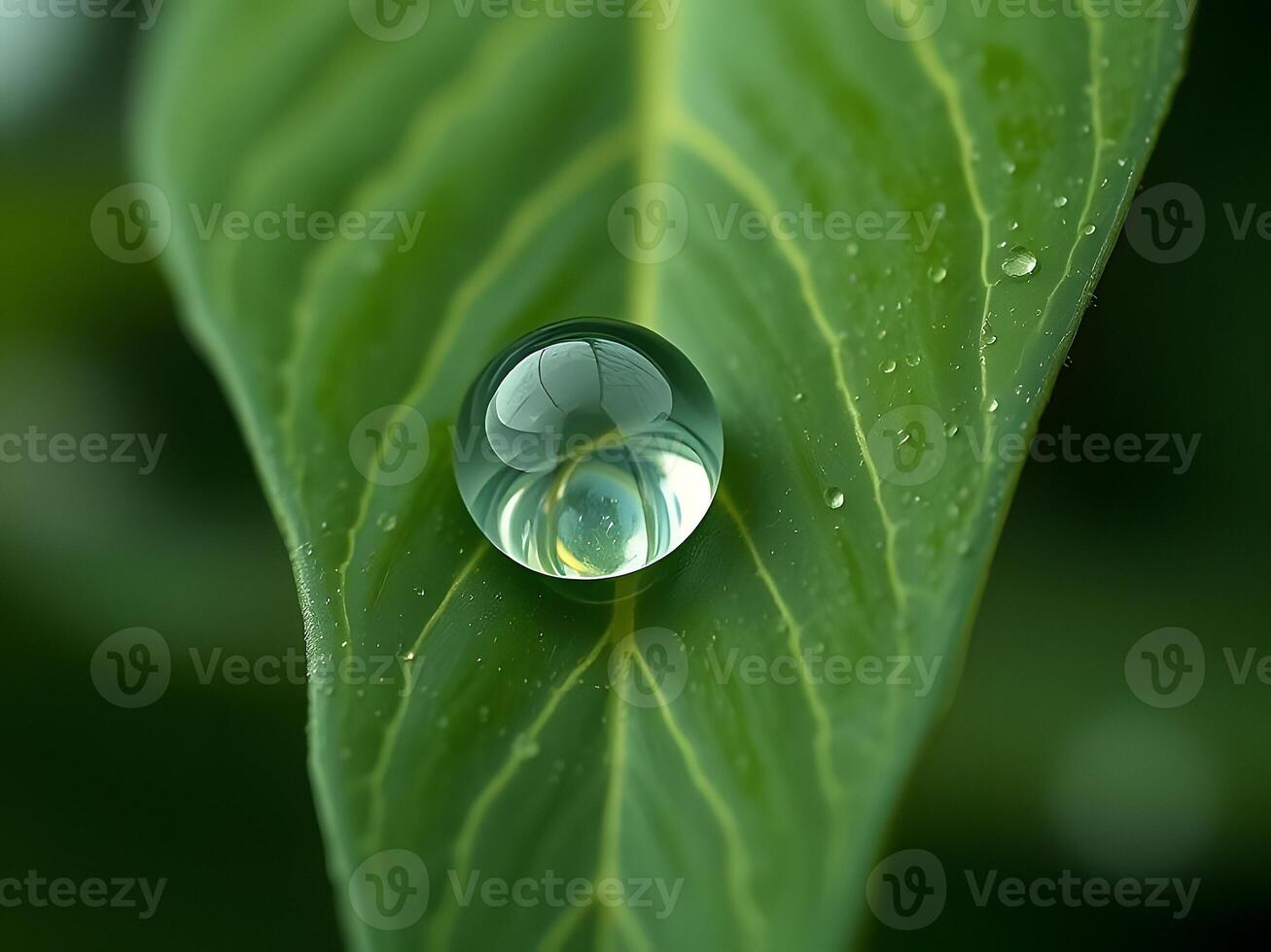 A drop of water sits on a leaf photo