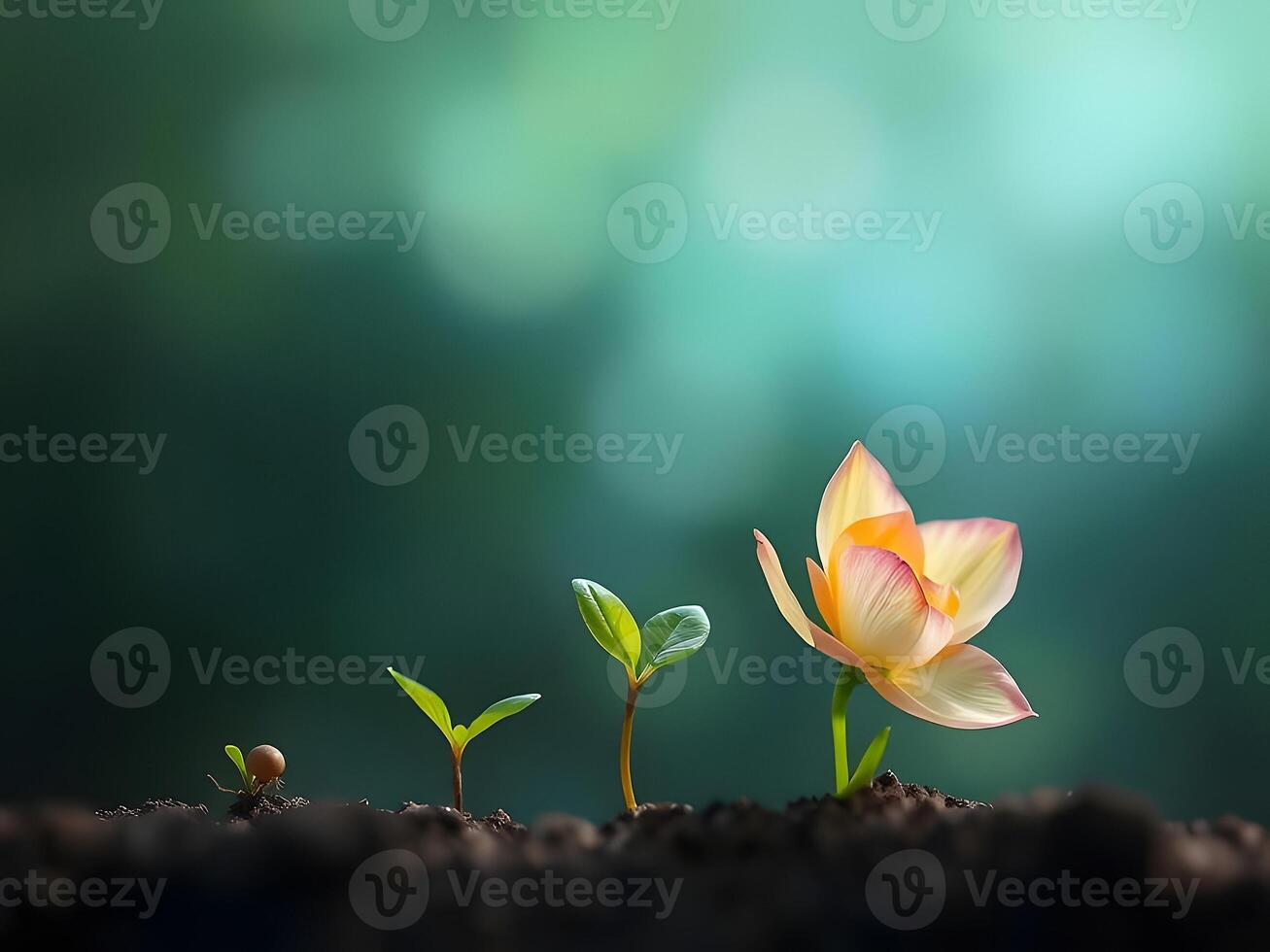 A small flower growing from the ground photo