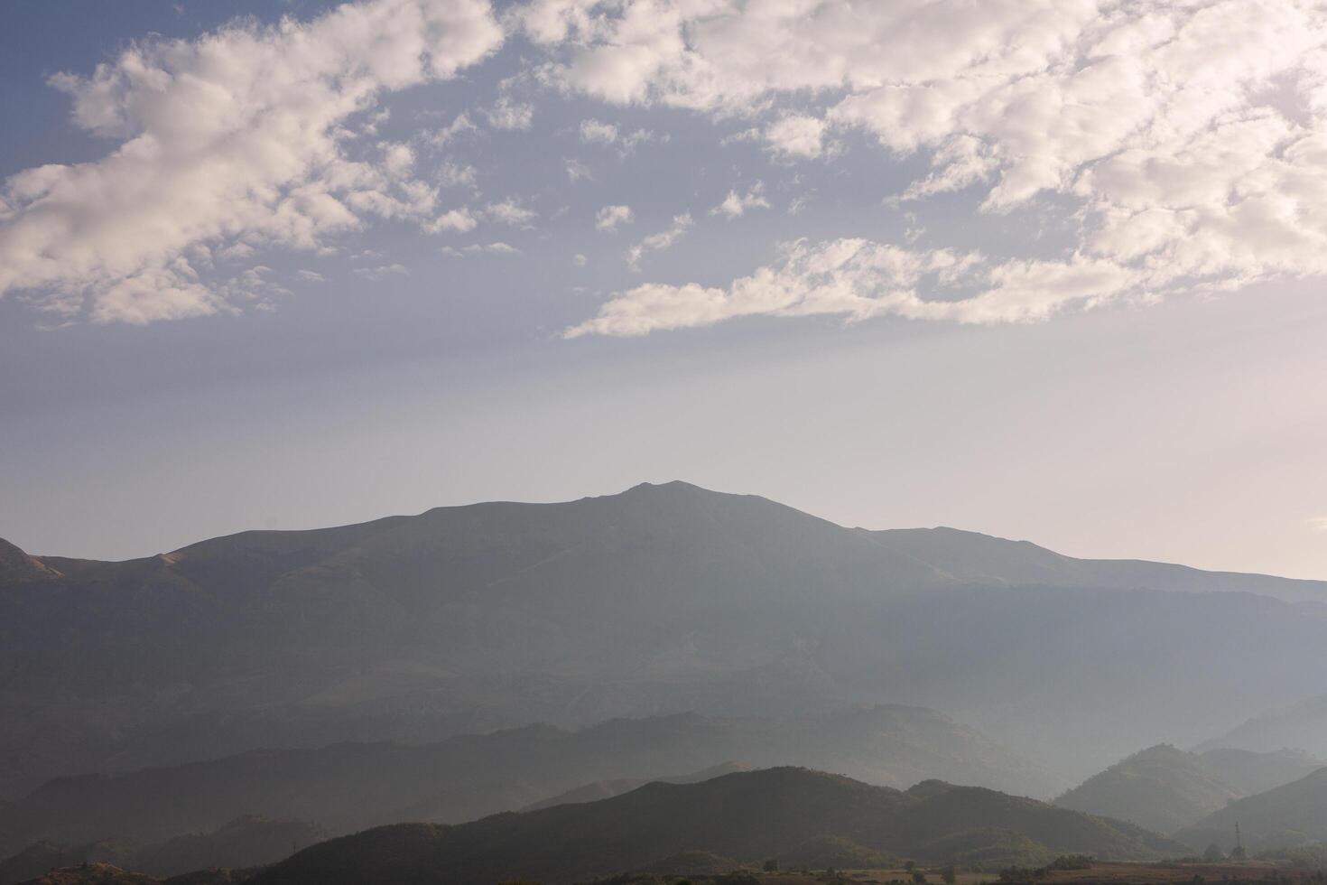 mountain in Albania in sunset photo