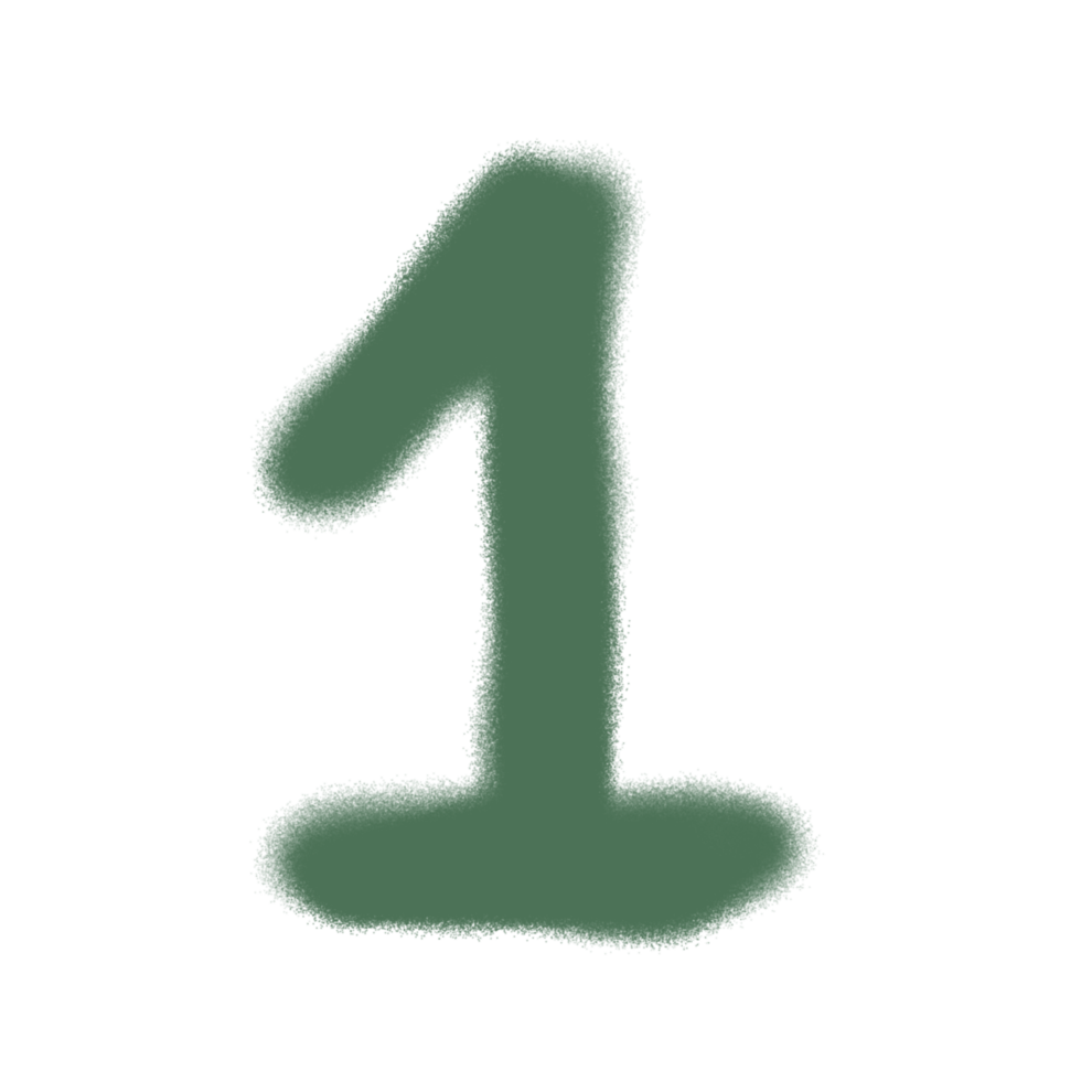 One font green number icon on transparent background. png