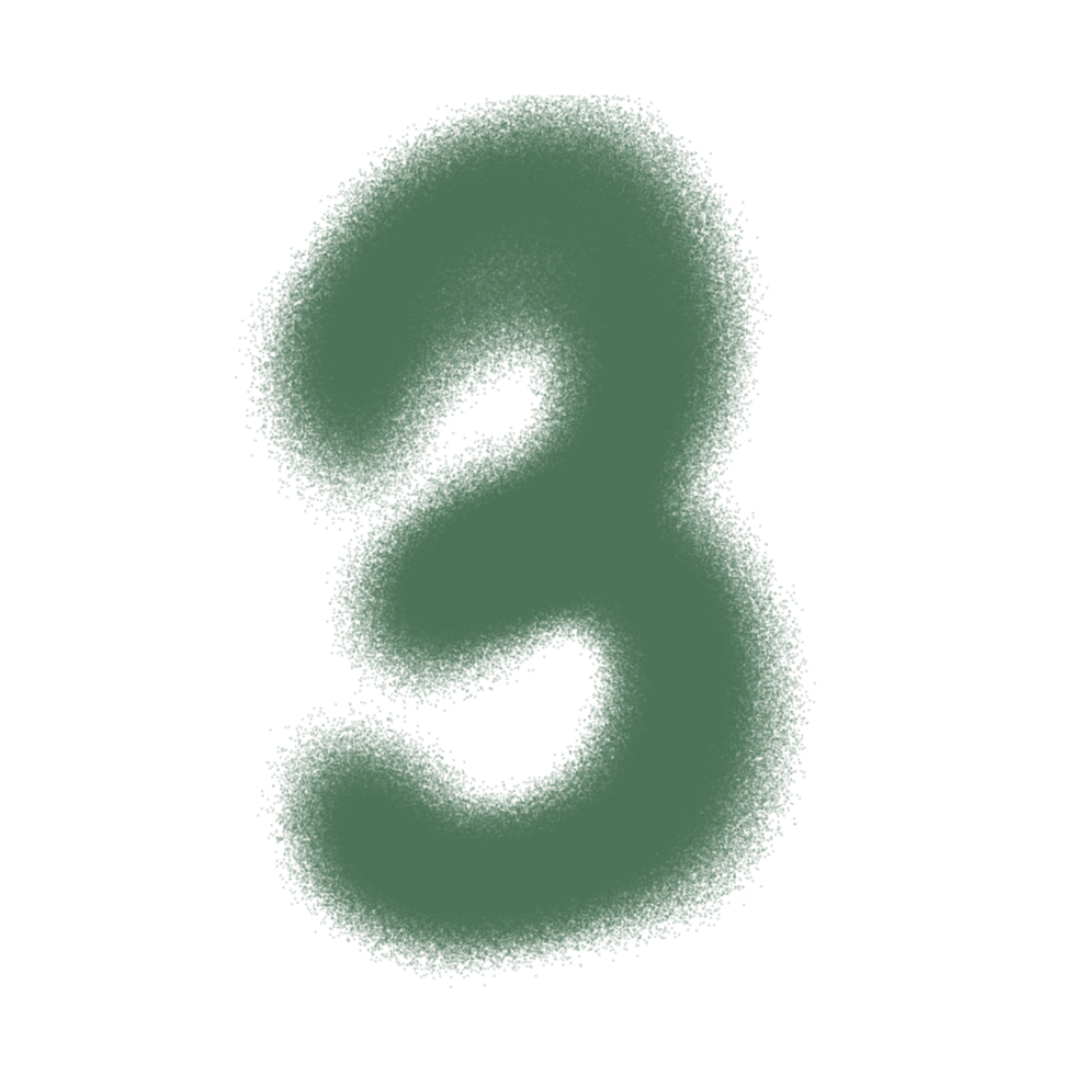 Three font green number icon on transparent background. png